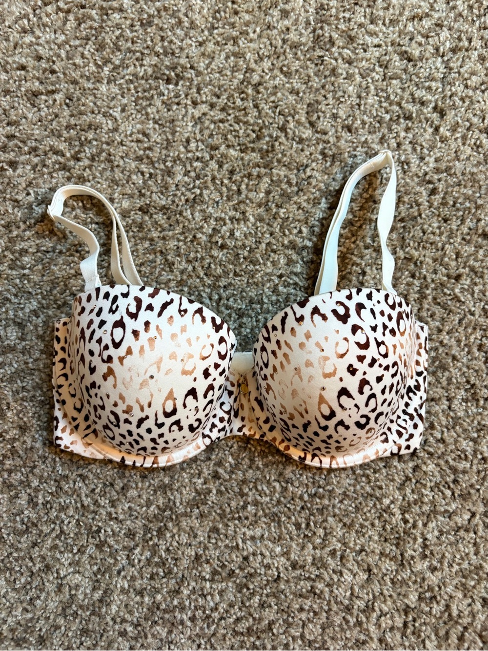 Victoria's Secret Leopard-Print Push-Up Bra in Cream and Brown Spots